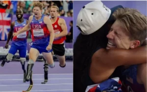 Read more about the article Hunter Woodhall & Wife Tara Davis-Woodhall Embrace After His Gold Medal Triumph at the Paralympics