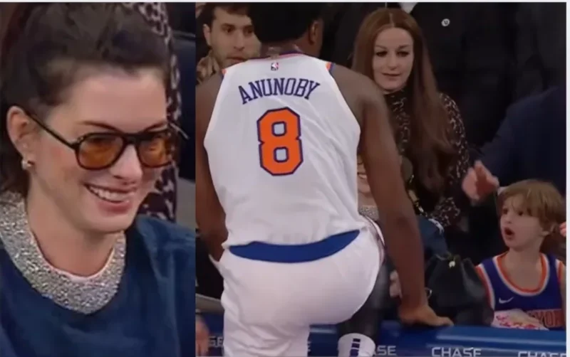 You are currently viewing Anne Hathaway and Son’s Courtside Adventure: A Close Call with NBA Star OG Anunoby